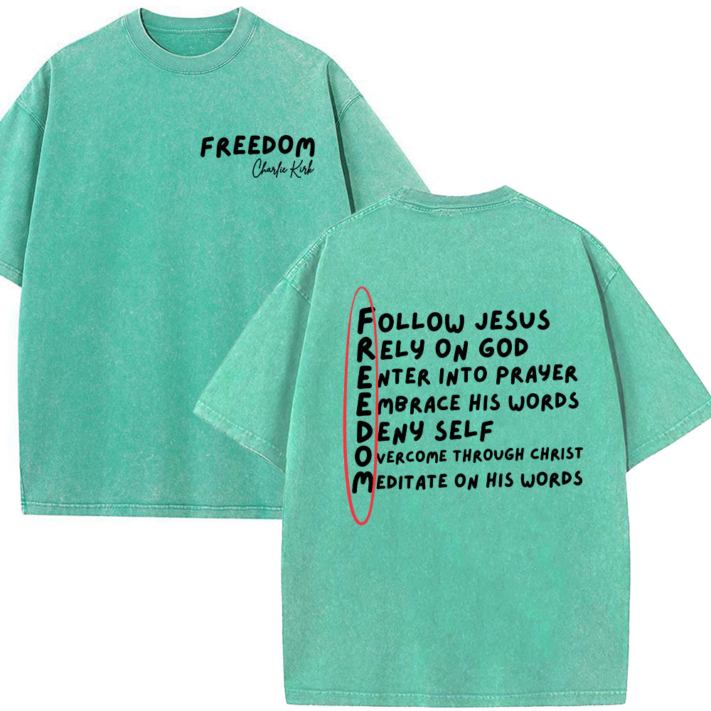 Charlie Kirk Freedom Unisex Washed T-Shirt