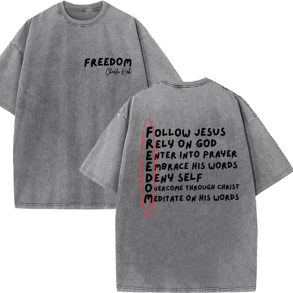 Charlie Kirk Freedom Unisex Washed T-Shirt