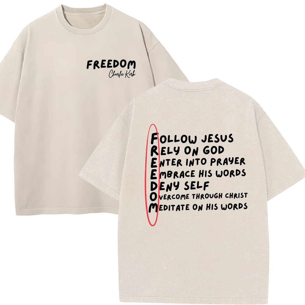 Charlie Kirk Freedom Unisex Washed T-Shirt
