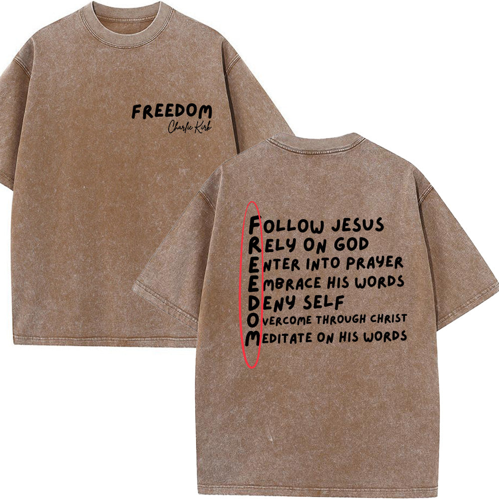 Charlie Kirk Freedom Unisex Washed T-Shirt