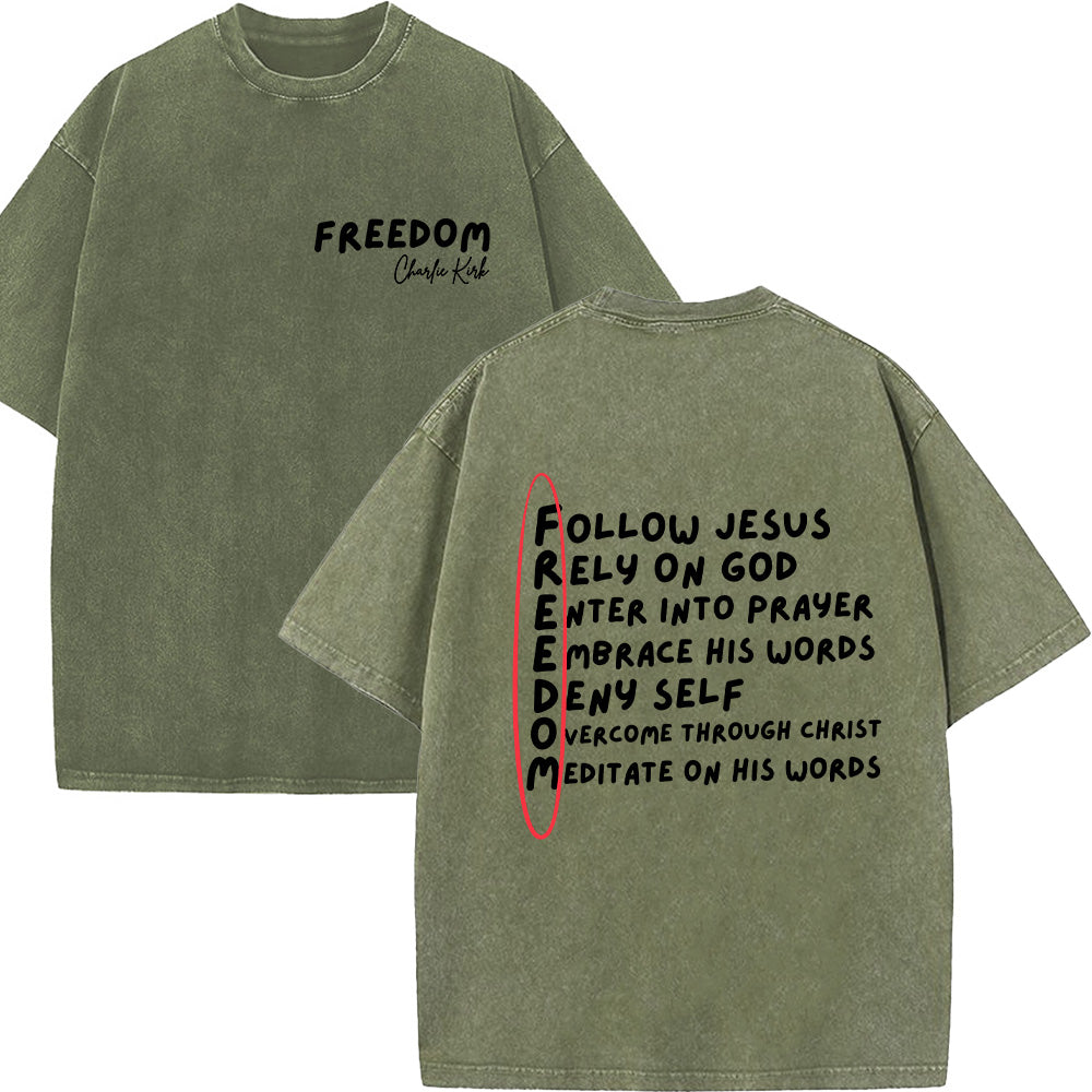 Charlie Kirk Freedom Unisex Washed T-Shirt