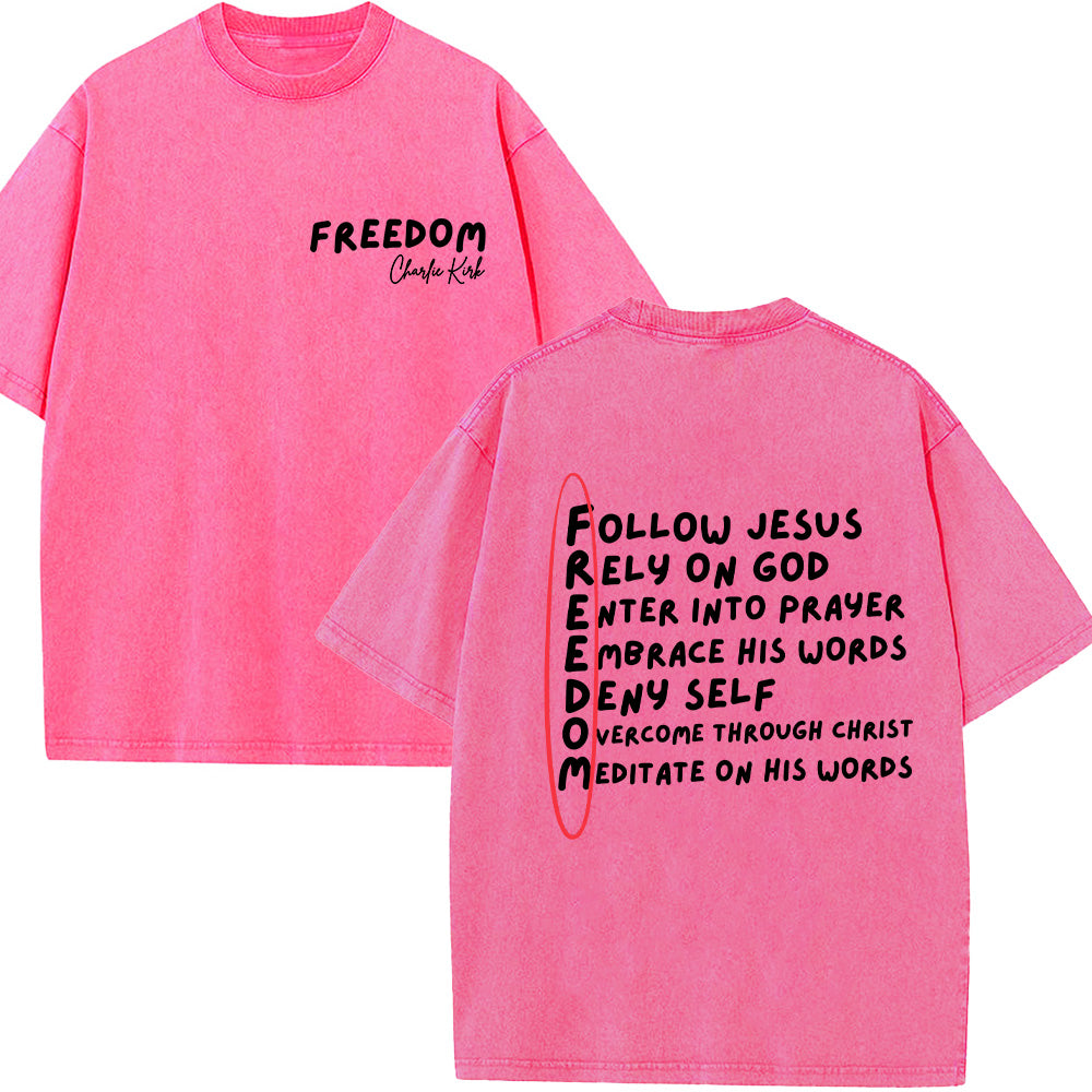 Charlie Kirk Freedom Unisex Washed T-Shirt