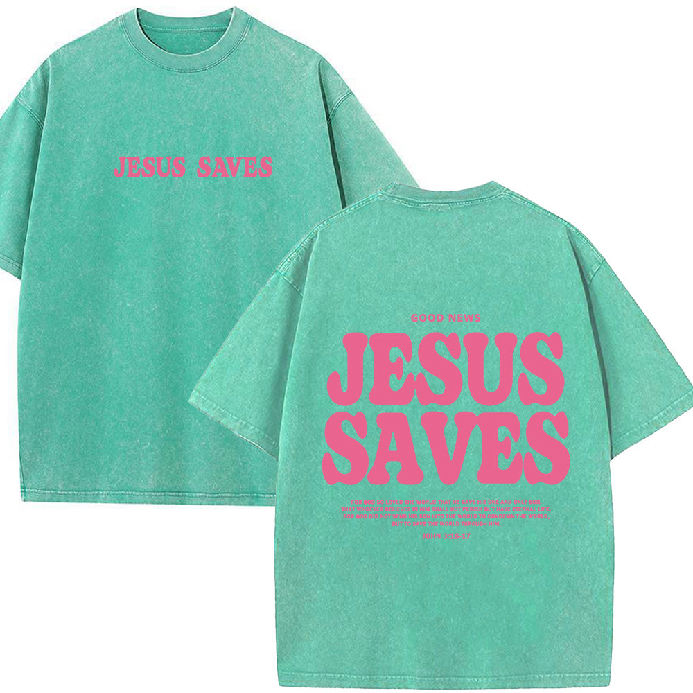 Jesus Saves Unisex Washed T-Shirt