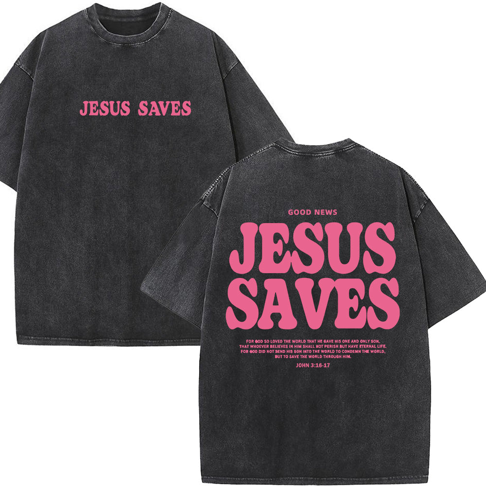 Jesus Saves Unisex Washed T-Shirt