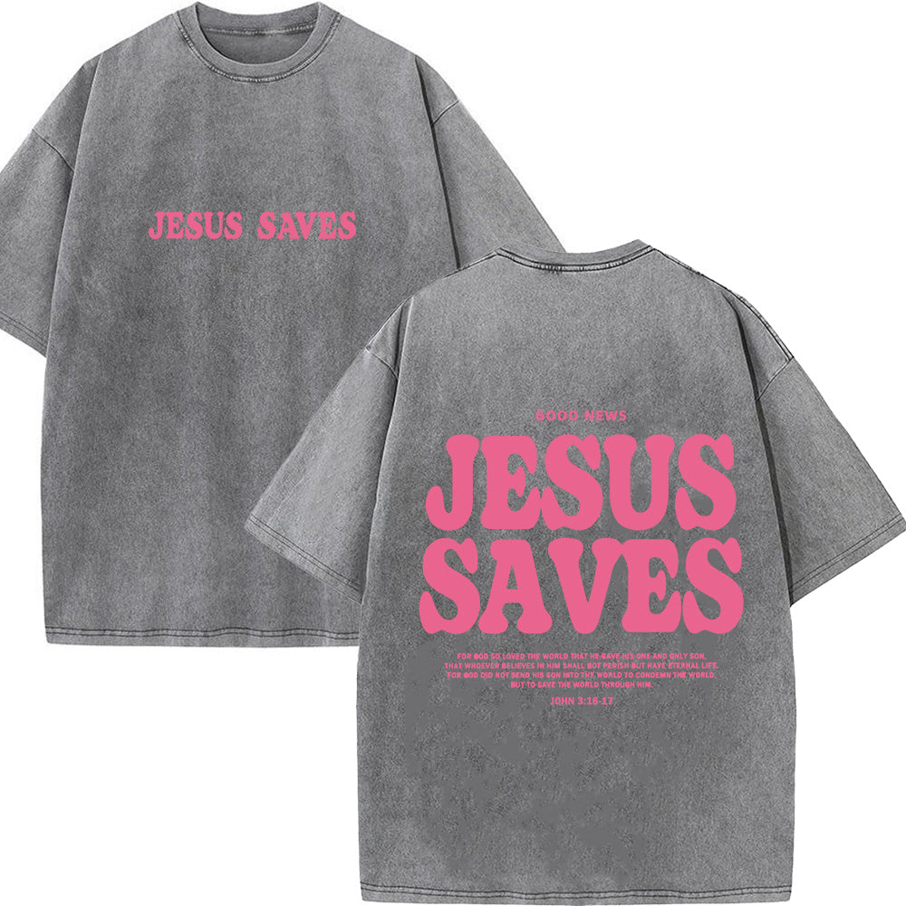Jesus Saves Unisex Washed T-Shirt