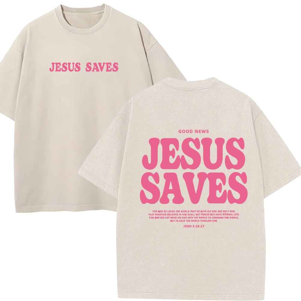 Jesus Saves Unisex Washed T-Shirt