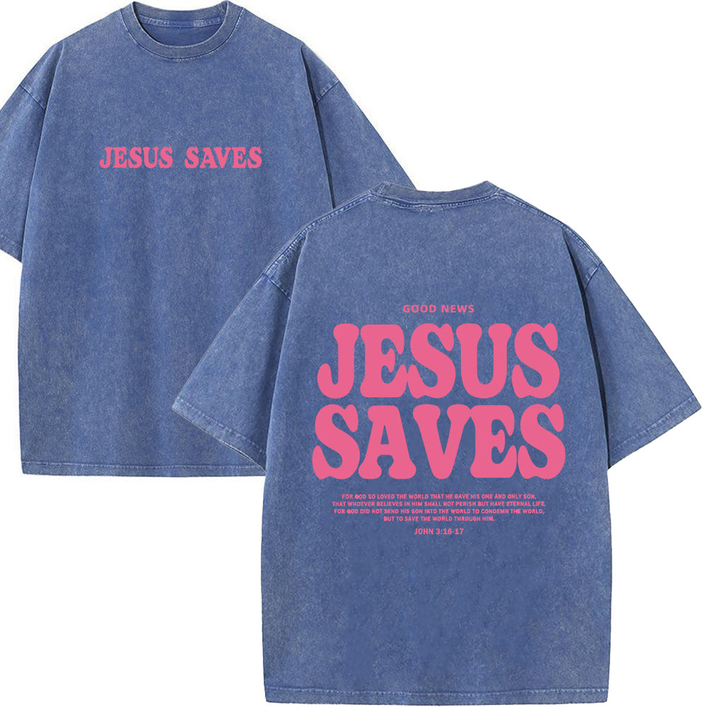 Jesus Saves Unisex Washed T-Shirt