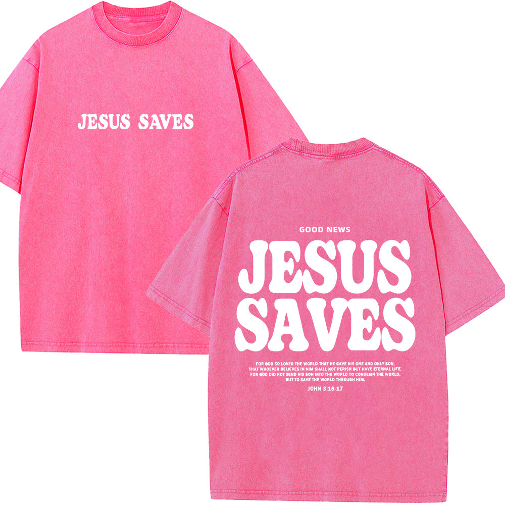 Jesus Saves Unisex Washed T-Shirt