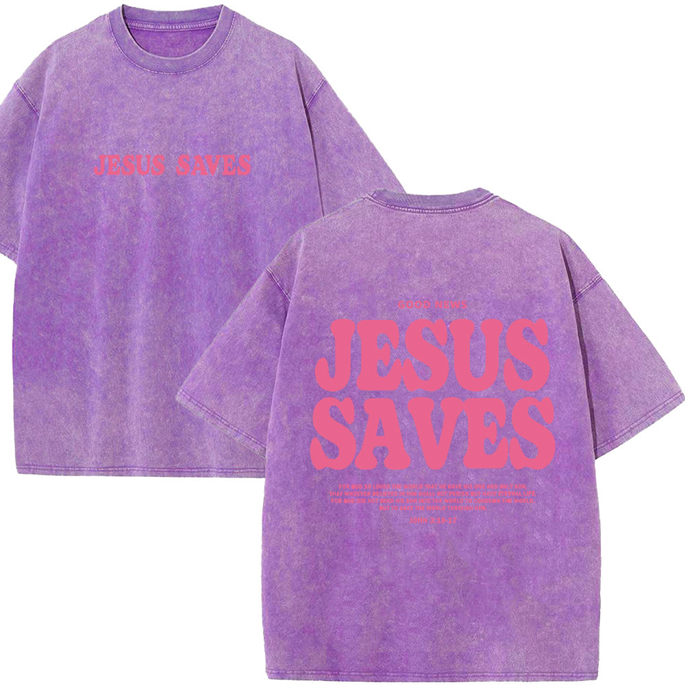 Jesus Saves Unisex Washed T-Shirt