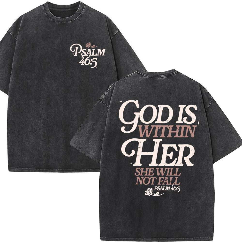God Is Within Her She Will Not Fall Unisex Washed T-Shirt