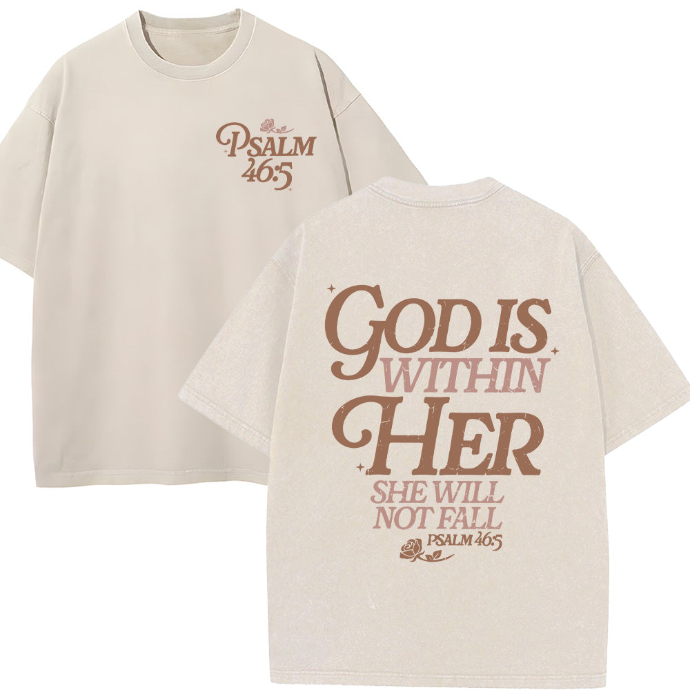 God Is Within Her She Will Not Fall Unisex Washed T-Shirt