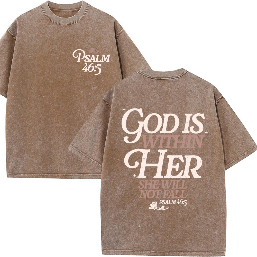 God Is Within Her She Will Not Fall Unisex Washed T-Shirt