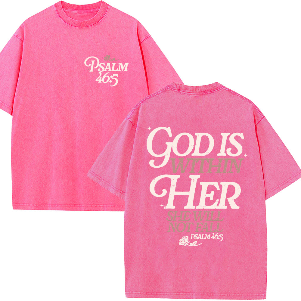 God Is Within Her She Will Not Fall Unisex Washed T-Shirt
