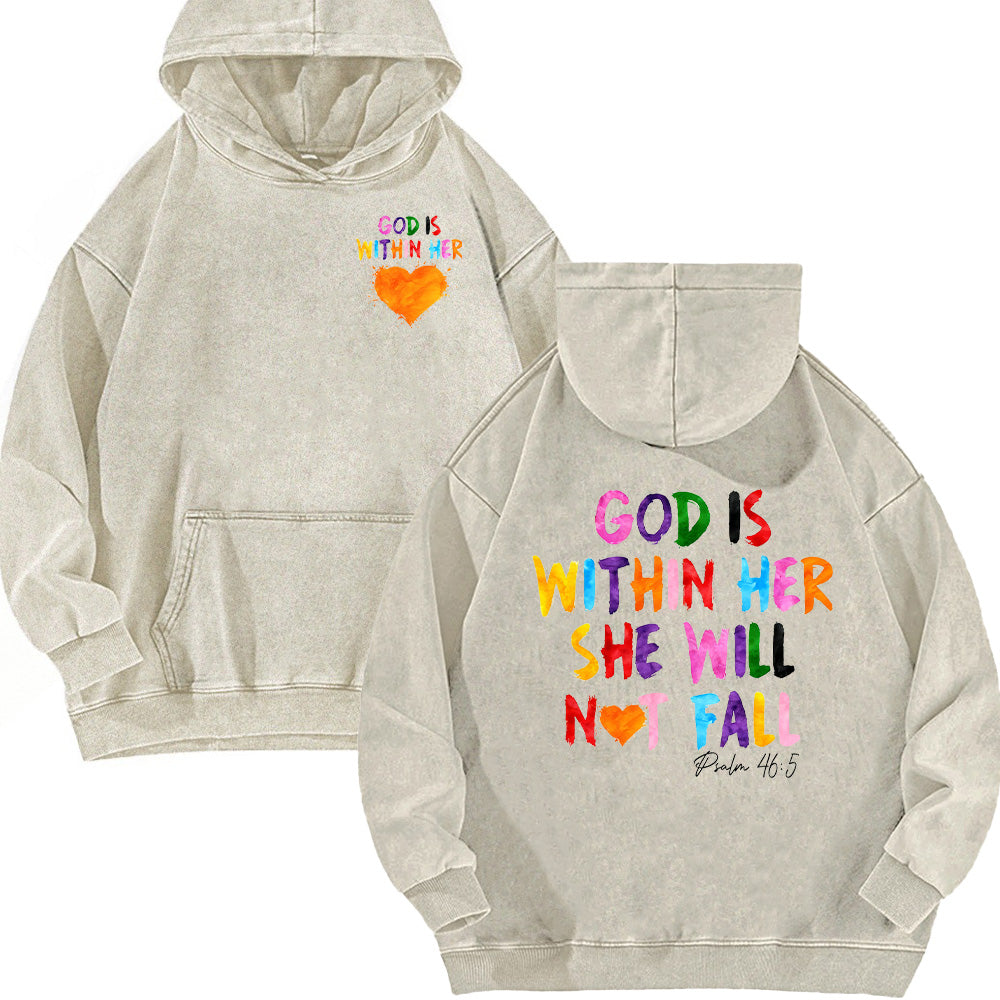 God Is Within Her Unisex Washed Hoodie