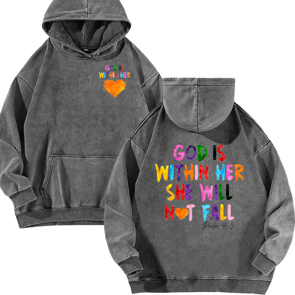 God Is Within Her Unisex Washed Hoodie