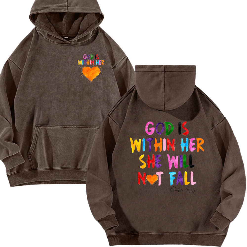God Is Within Her Unisex Washed Hoodie