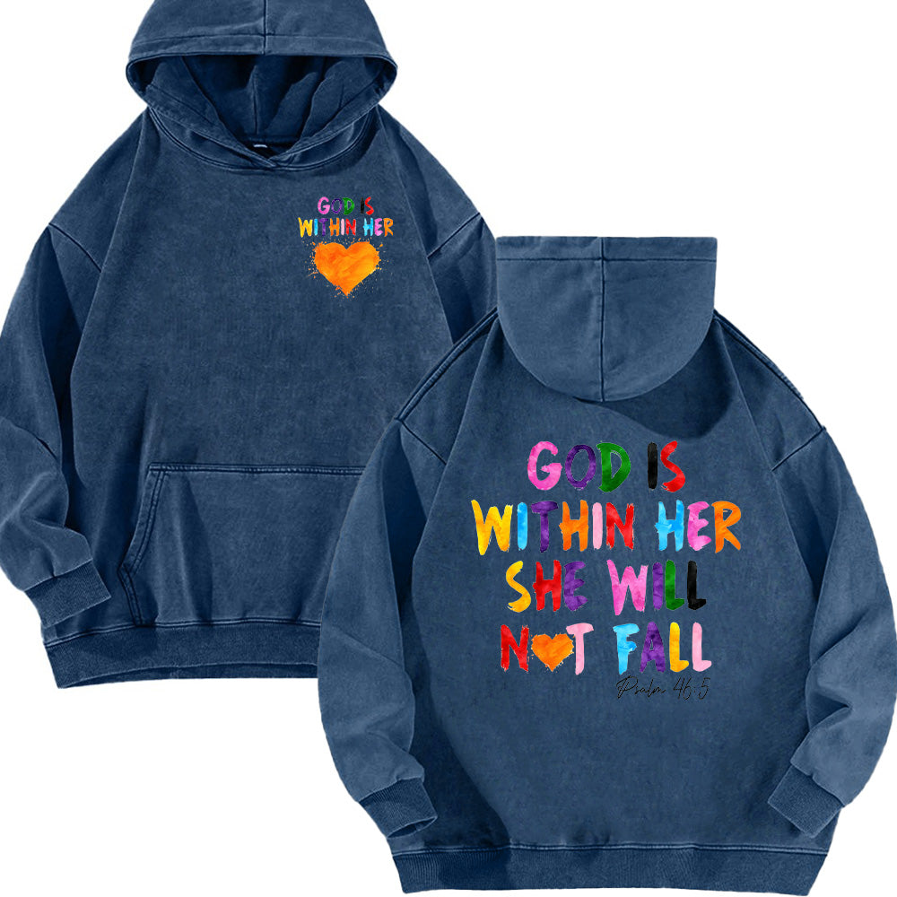 God Is Within Her Unisex Washed Hoodie