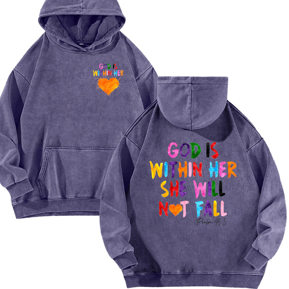 God Is Within Her Unisex Washed Hoodie