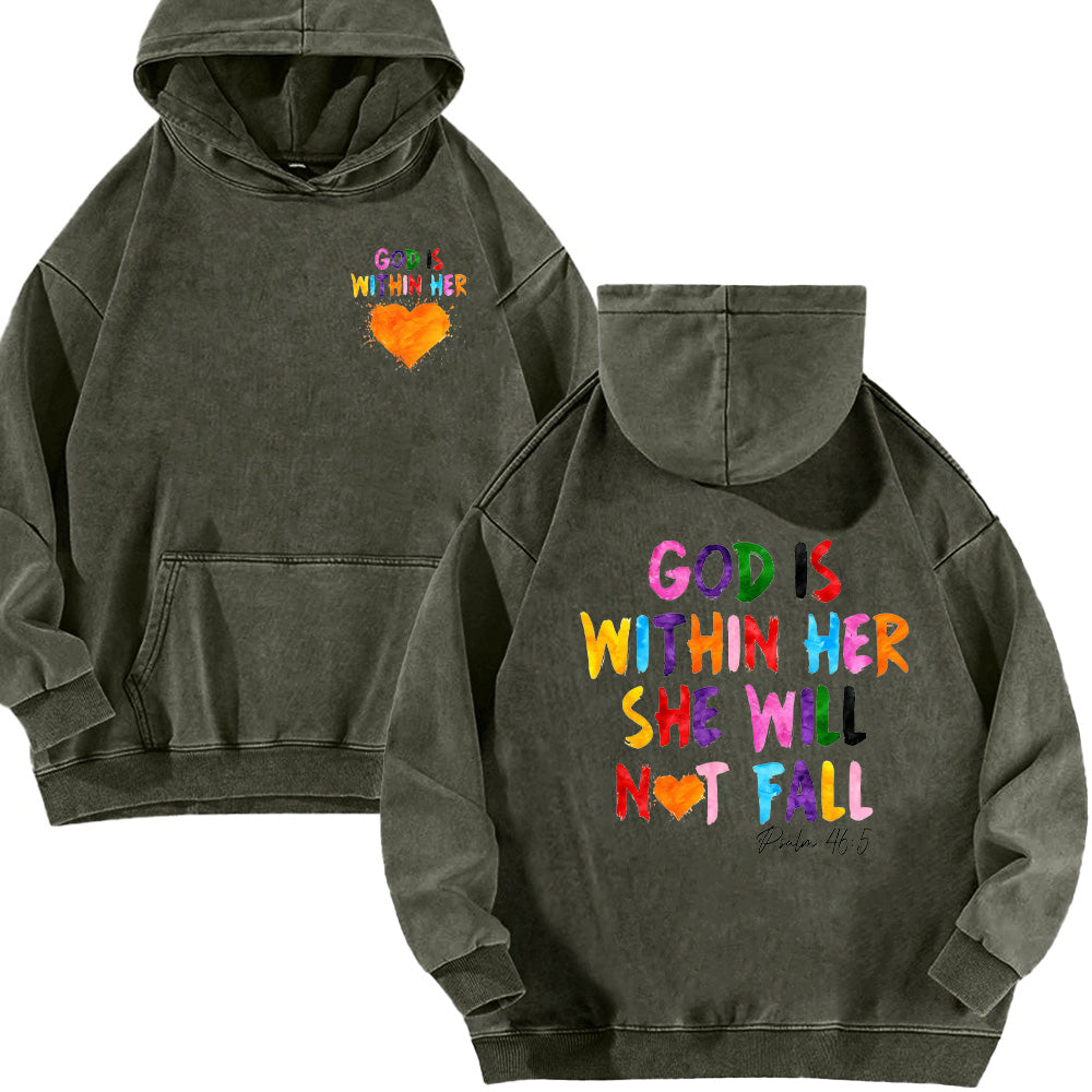 God Is Within Her Unisex Washed Hoodie