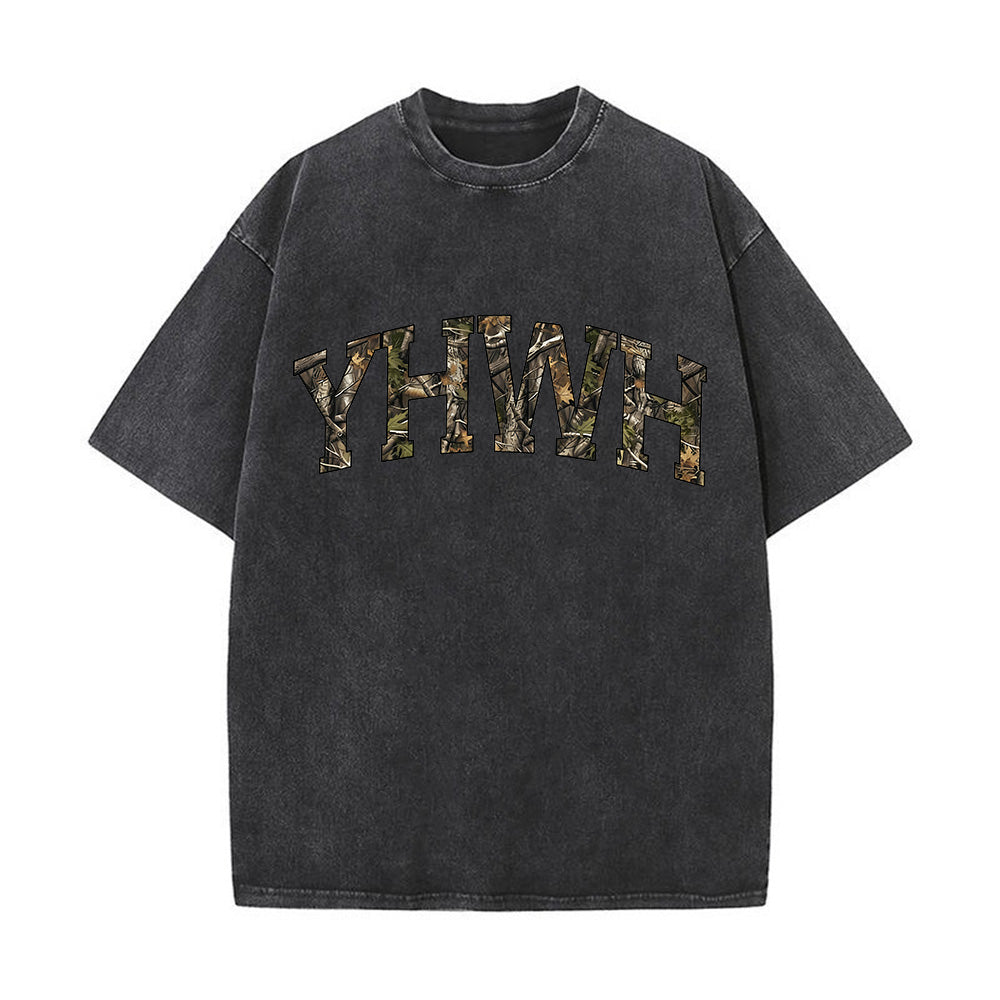 Camo YHWH Unisex Washed T-Shirt