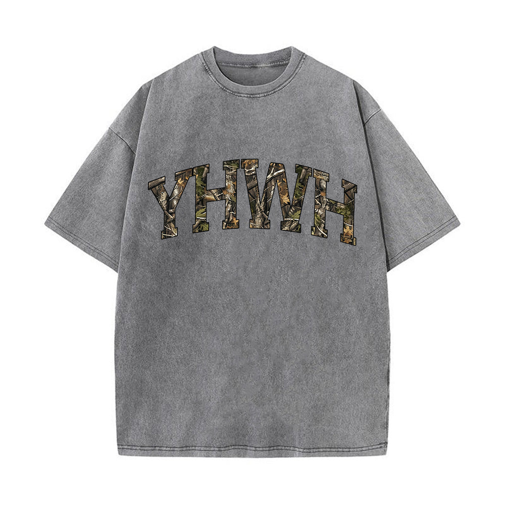 Camo YHWH Unisex Washed T-Shirt