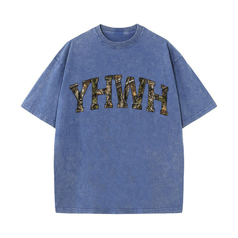 Camo YHWH Unisex Washed T-Shirt