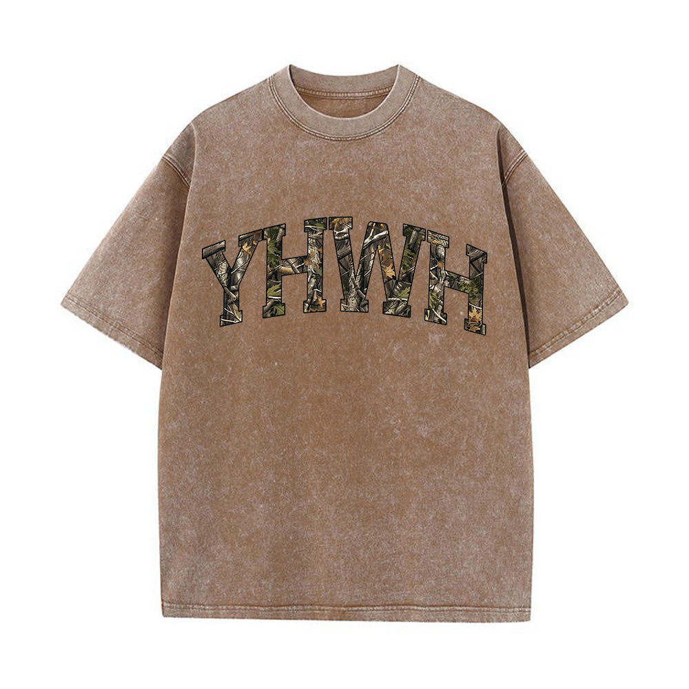 Camo YHWH Unisex Washed T-Shirt