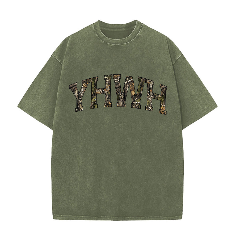 Camo YHWH Unisex Washed T-Shirt