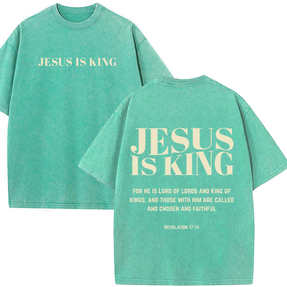 Jesus Is King Christian Unisex Washed T-Shirt