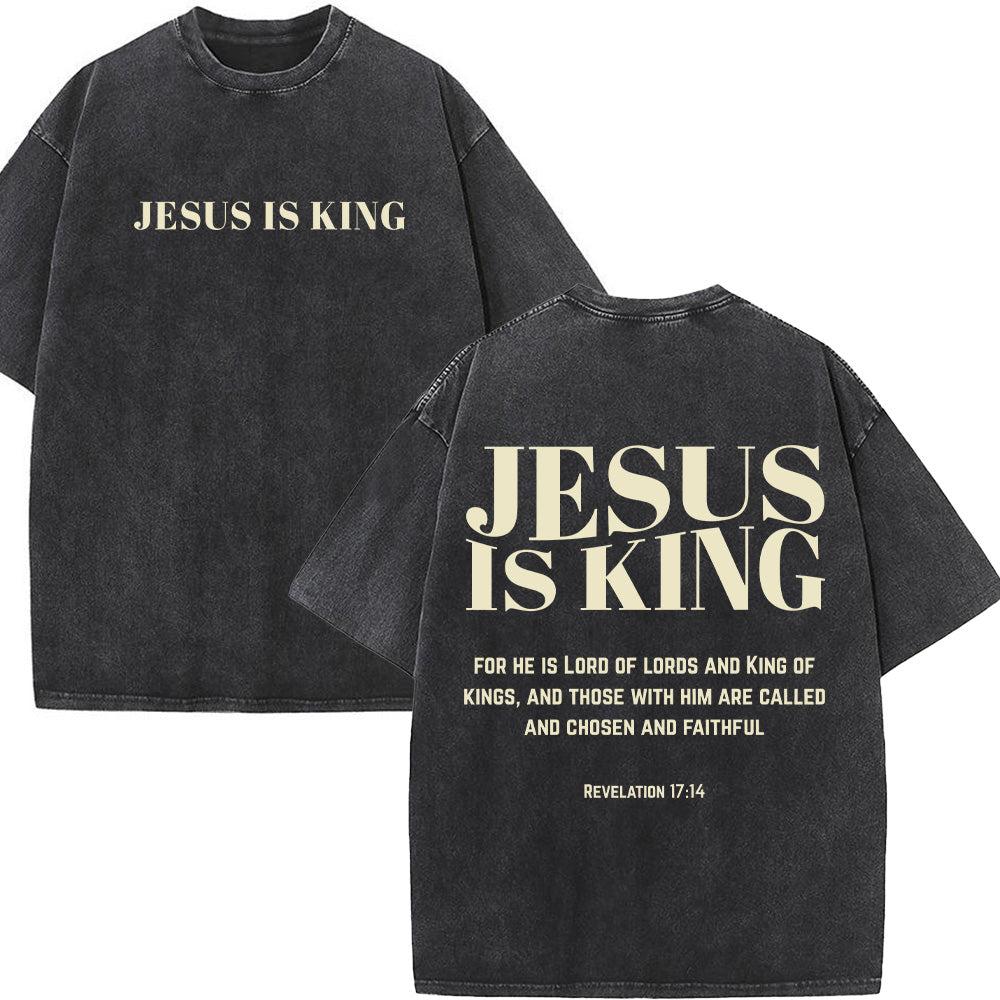 Jesus Is King Christian Unisex Washed T-Shirt