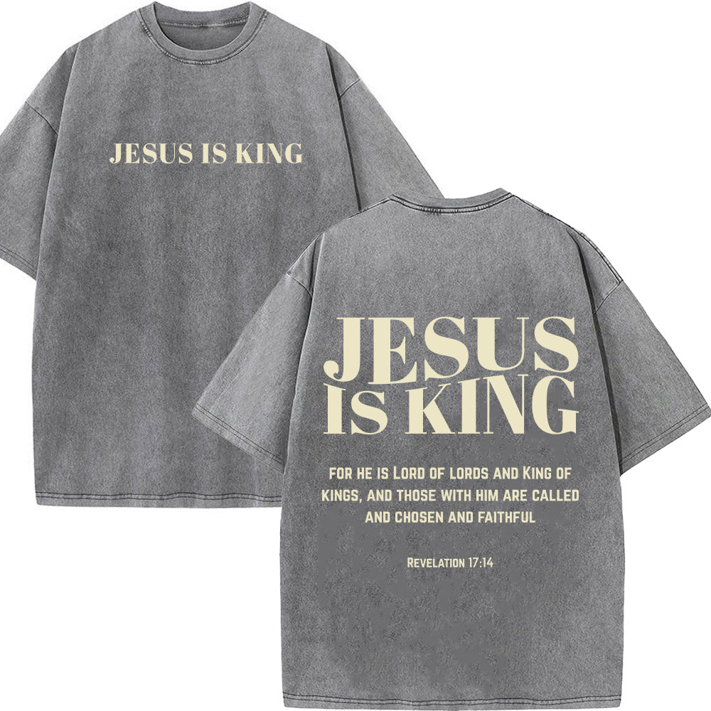 Jesus Is King Christian Unisex Washed T-Shirt