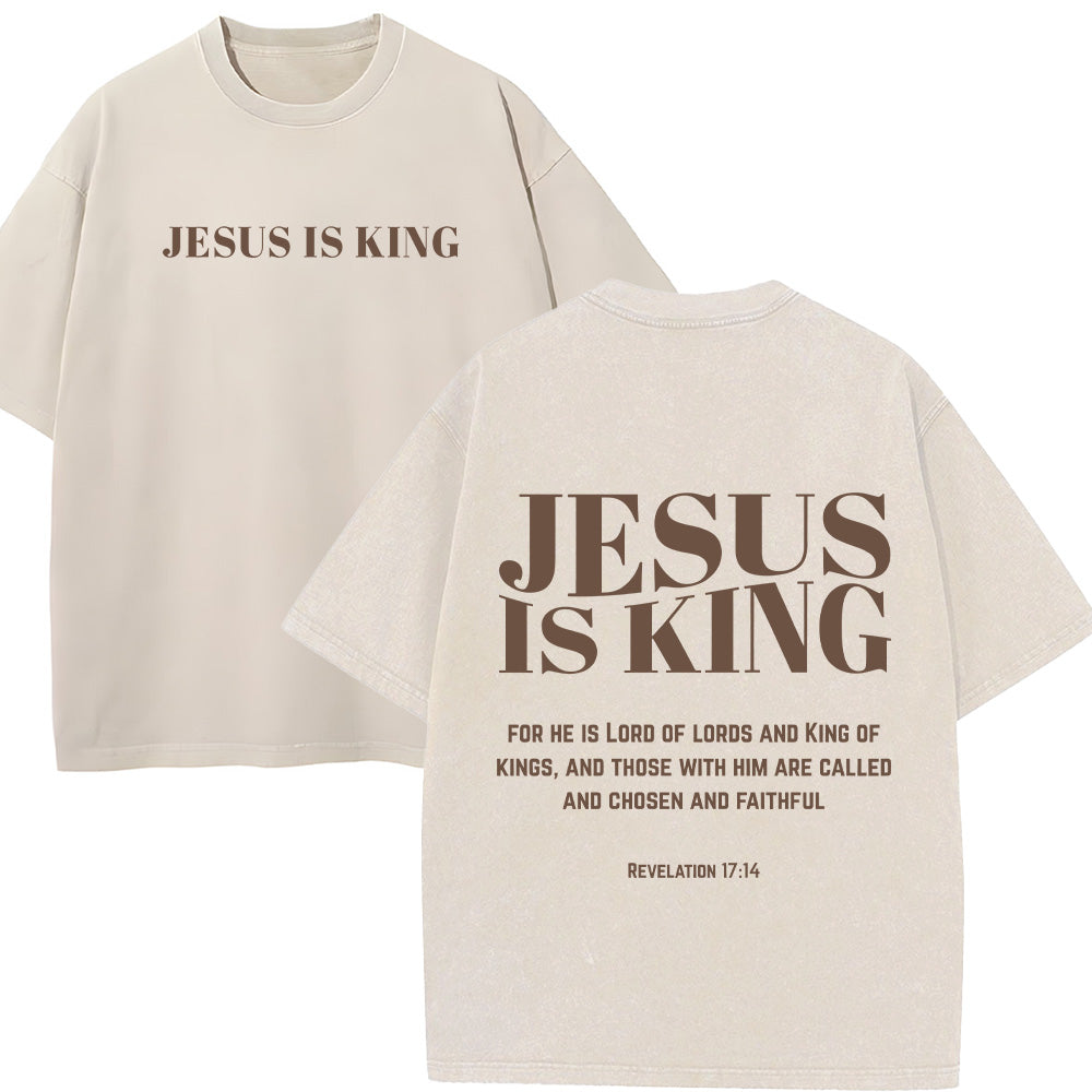 Jesus Is King Christian Unisex Washed T-Shirt