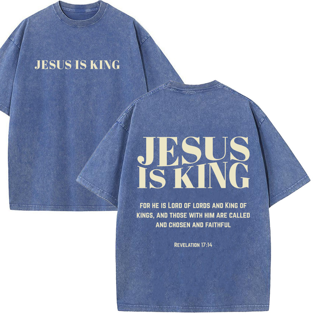 Jesus Is King Christian Unisex Washed T-Shirt