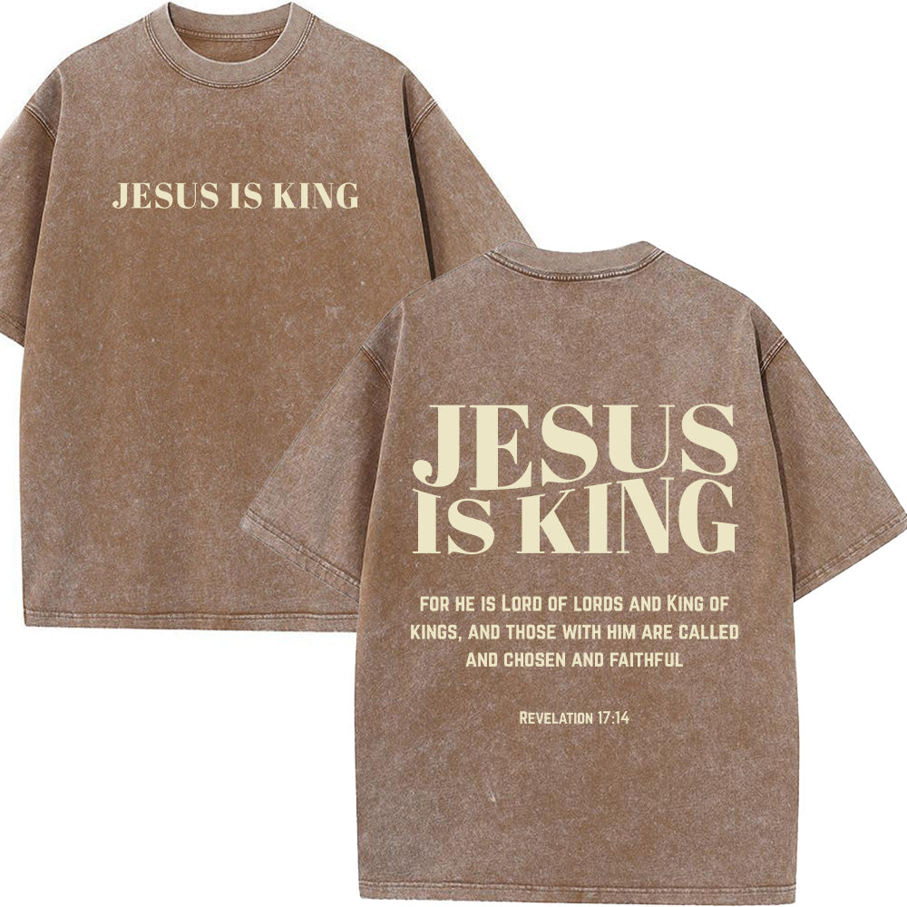 Jesus Is King Christian Unisex Washed T-Shirt