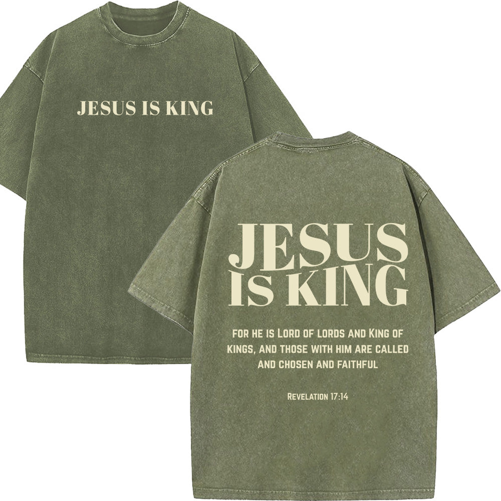 Jesus Is King Christian Unisex Washed T-Shirt
