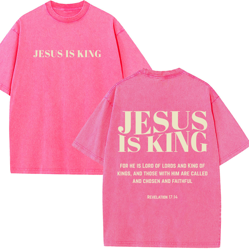 Jesus Is King Christian Unisex Washed T-Shirt