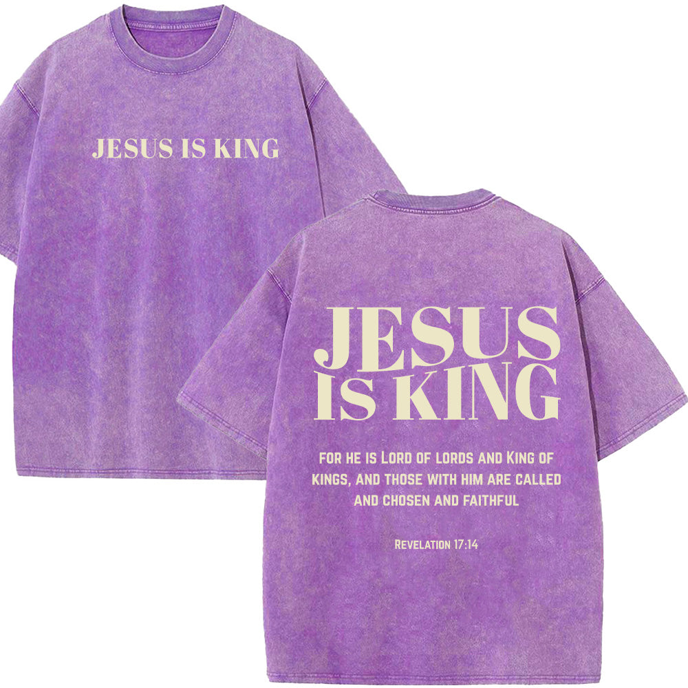 Jesus Is King Christian Unisex Washed T-Shirt