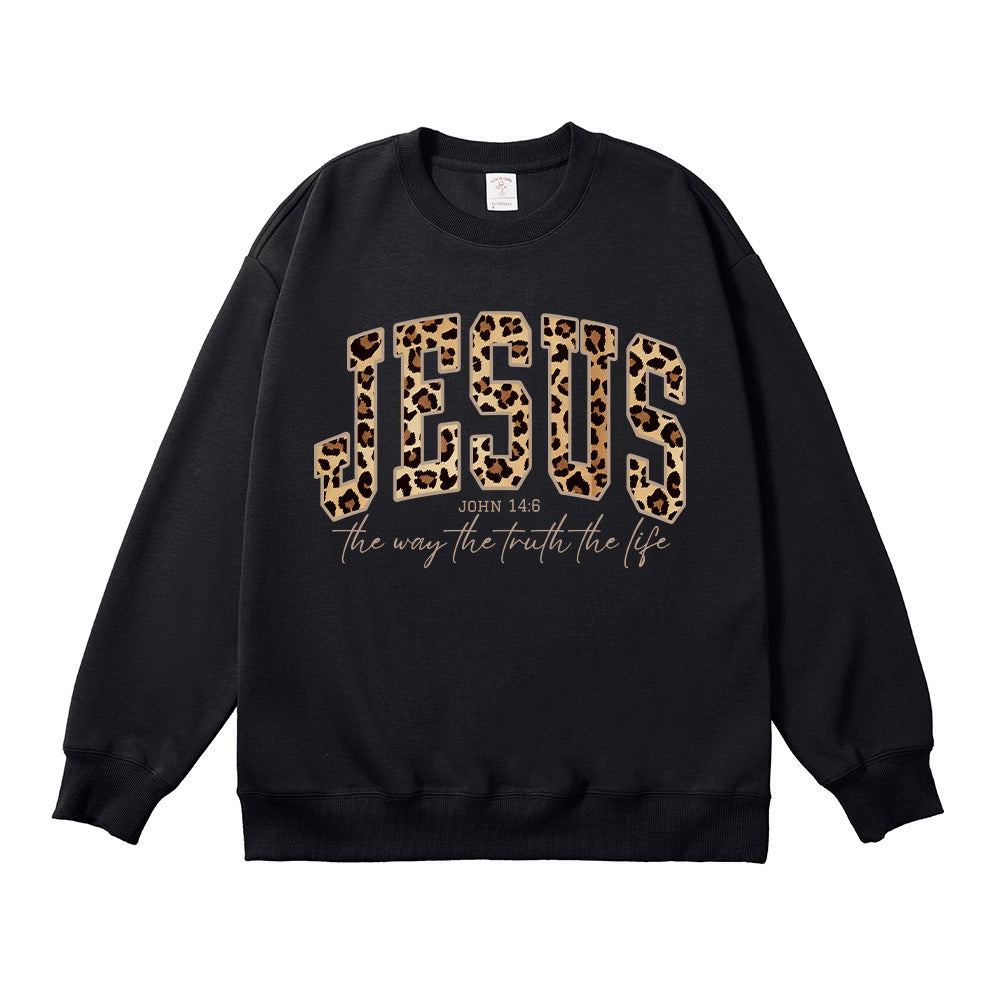 Cheetah Print Bible Verse Unisex Cotton Sweatshirt