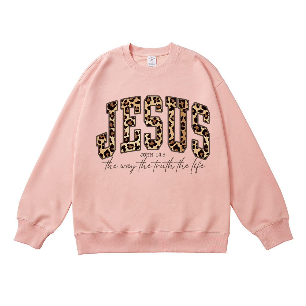 Cheetah Print Bible Verse Unisex Cotton Sweatshirt