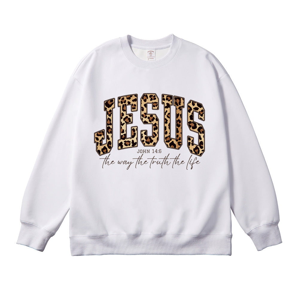 Cheetah Print Bible Verse Unisex Cotton Sweatshirt