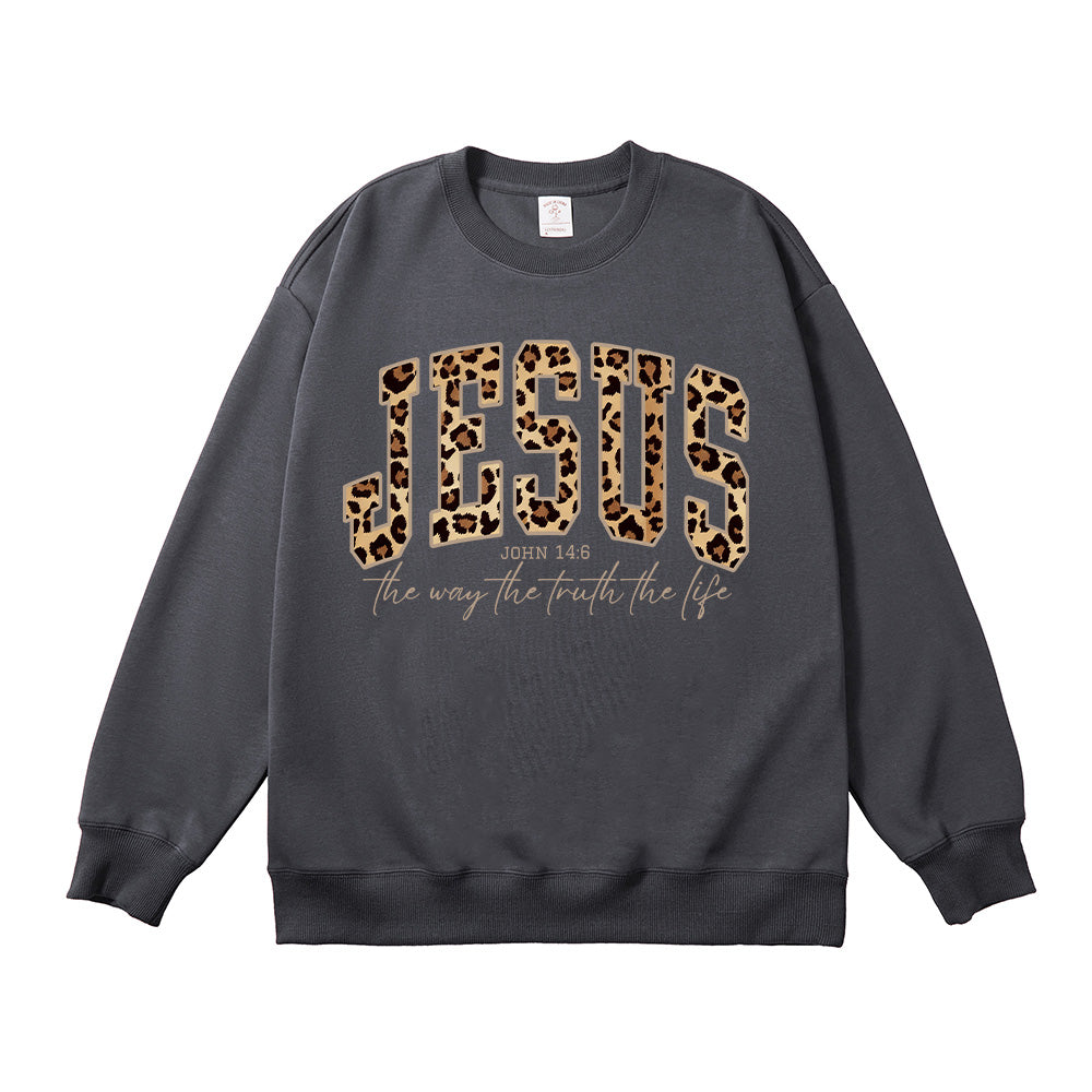 Cheetah Print Bible Verse Unisex Cotton Sweatshirt