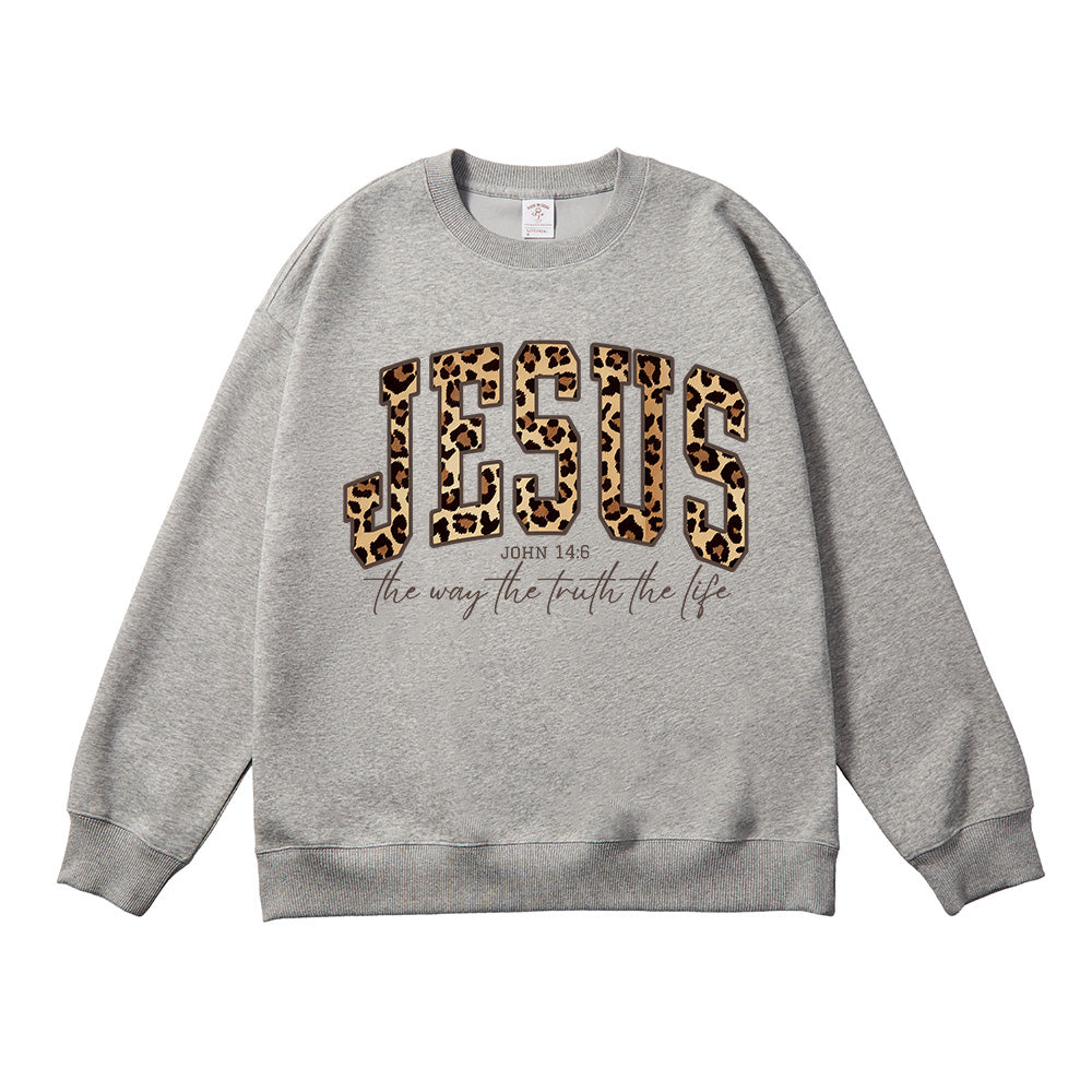 Cheetah Print Bible Verse Unisex Cotton Sweatshirt