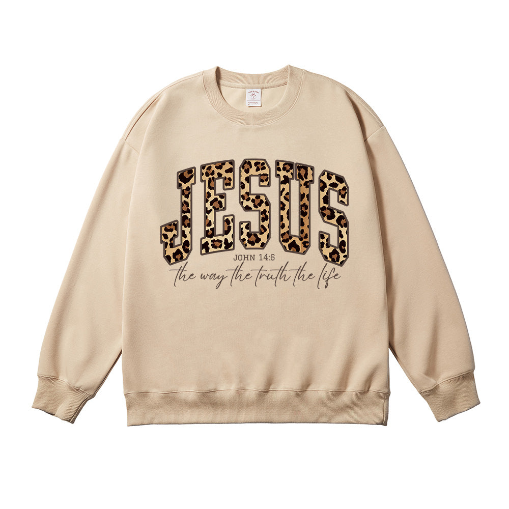 Cheetah Print Bible Verse Unisex Cotton Sweatshirt