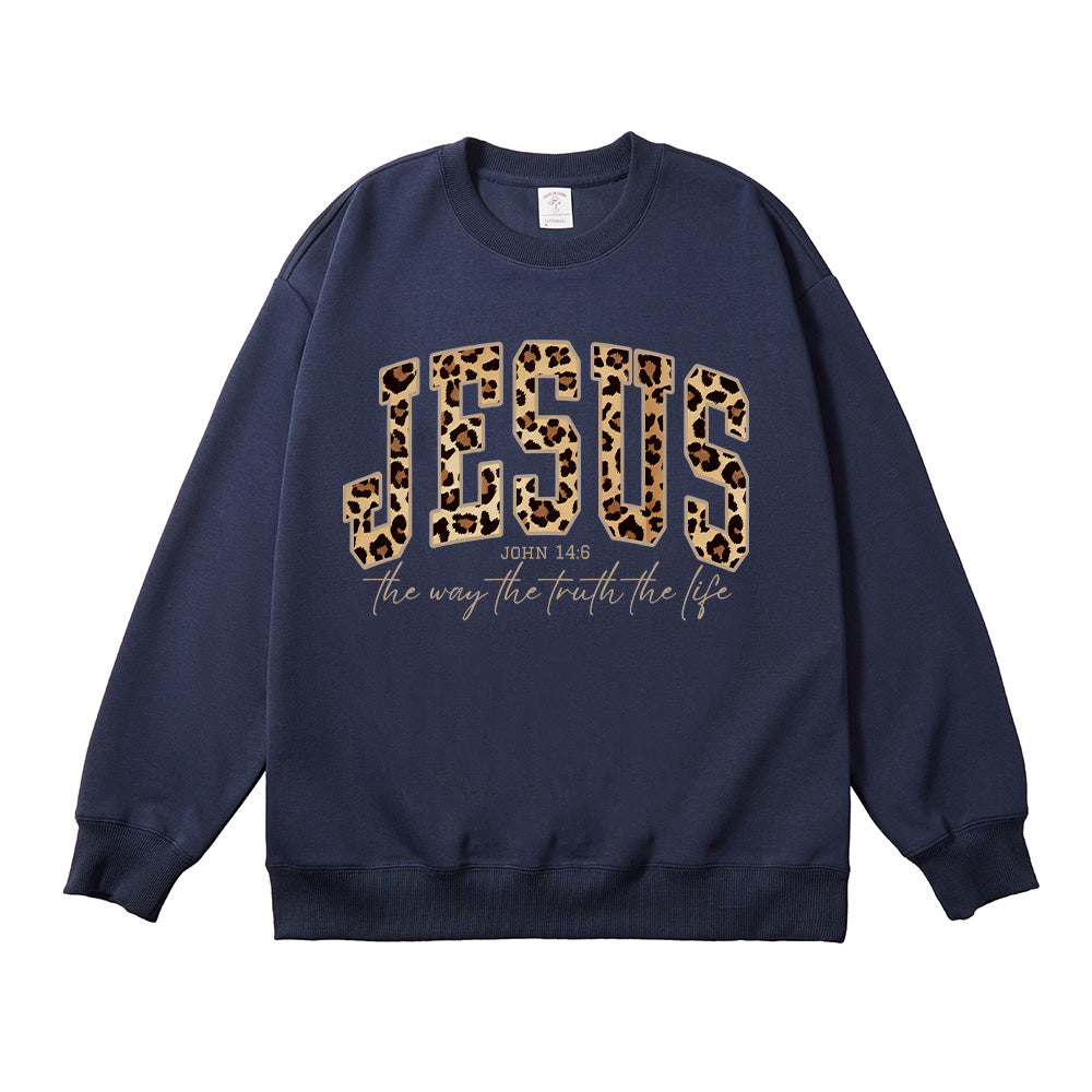 Cheetah Print Bible Verse Unisex Cotton Sweatshirt