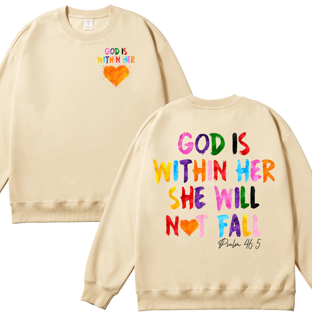 God Is Within Her She Will Not Fall Unisex Cotton Sweatshirt