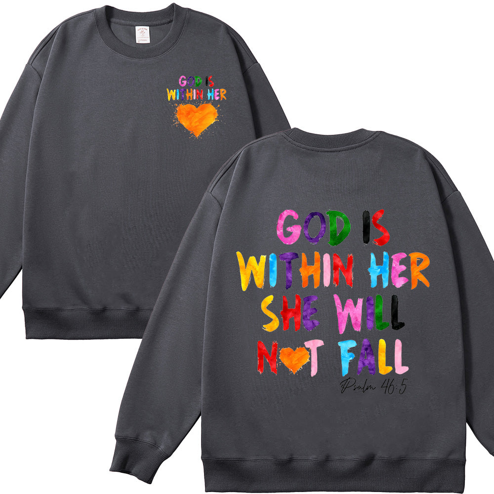 God Is Within Her She Will Not Fall Unisex Cotton Sweatshirt