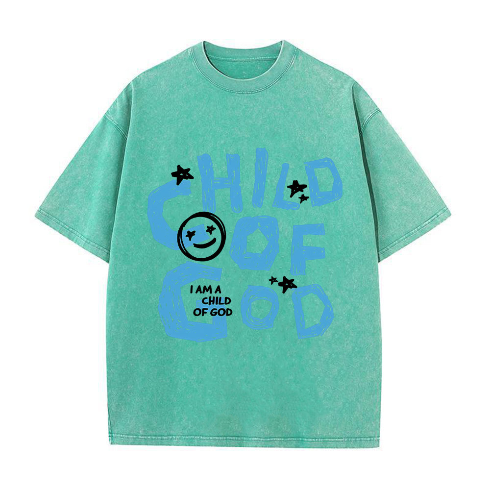 Child of God Smiley Graphic Unisex Washed T-Shirt