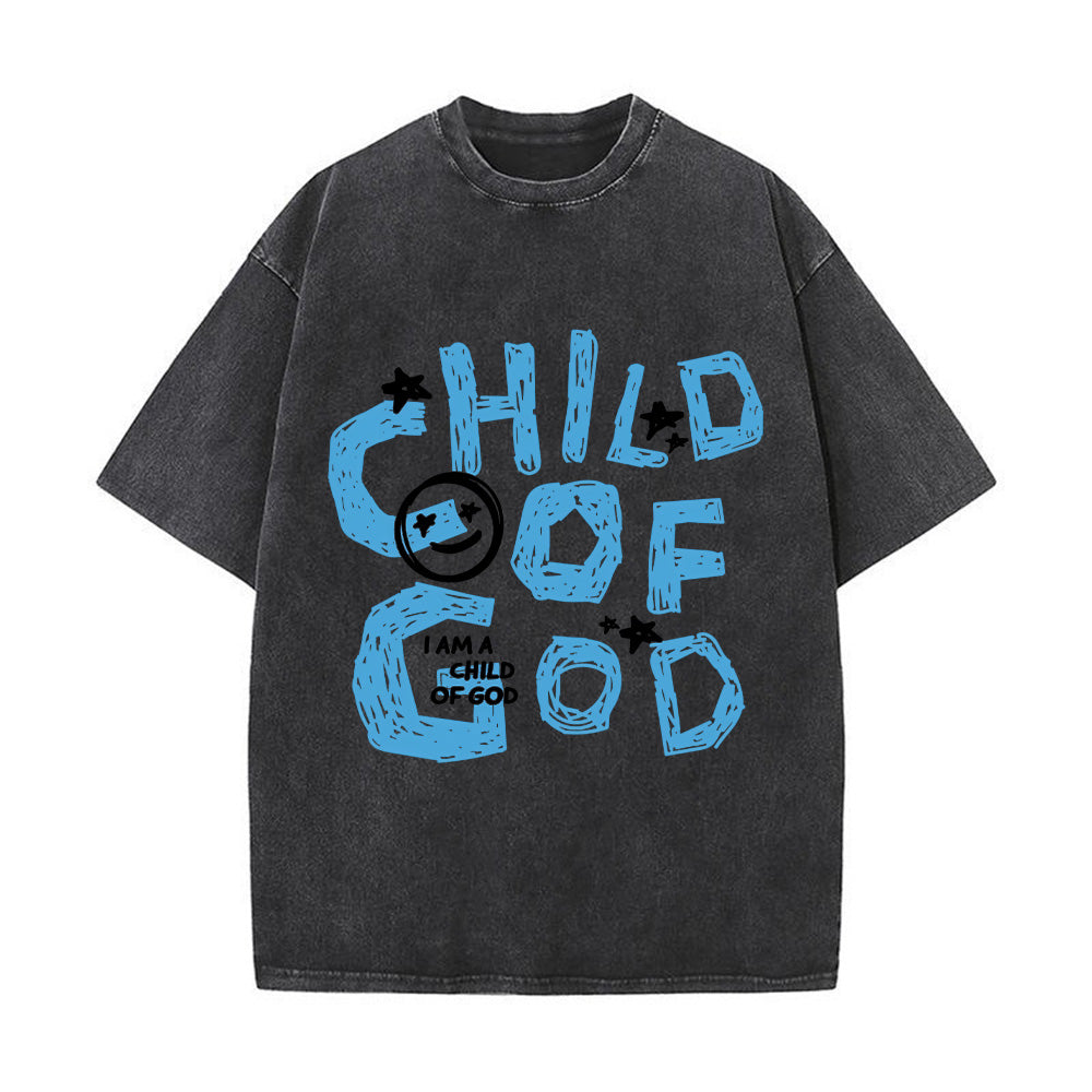 Child of God Smiley Graphic Unisex Washed T-Shirt