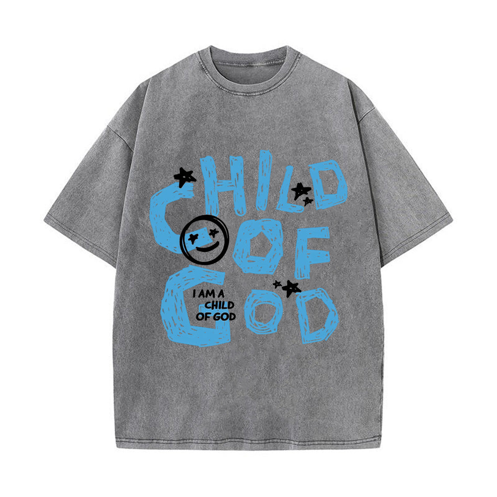 Child of God Smiley Graphic Unisex Washed T-Shirt