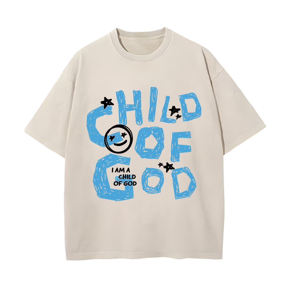 Child of God Smiley Graphic Unisex Washed T-Shirt